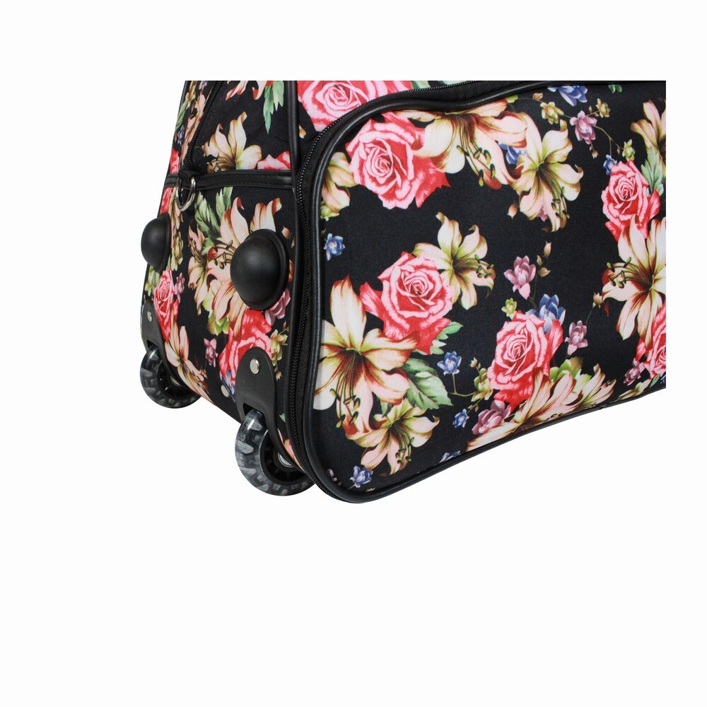 World Traveler Flower Bloom 21-Inch Carry-On Rolling Duffel Bag