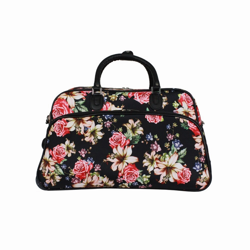 World Traveler Flower Bloom 21-Inch Carry-On Rolling Duffel Bag