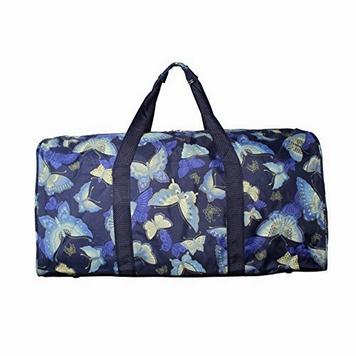 World Traveler Women'S Value Series Blue Moon 22-Inch Gold Butterfly Duffel Bag, Navy Trim Gold