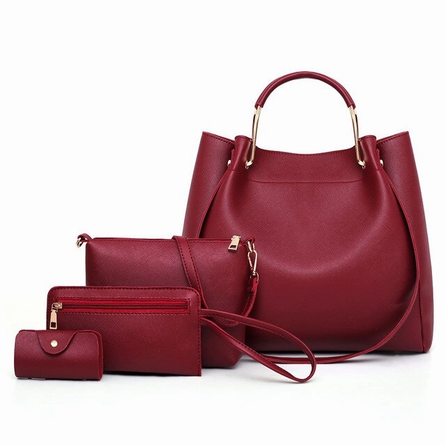 YANXI Women Bag Set Female Top-Handle Big Capacity Handbag Fashion Shoulder Bag Purse Ladies PU Leather Crossbody Bag 4 Sets
