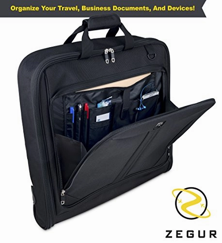 ZEGUR Suit Carry On Garment Bag for Travel & Business Trips With Shoulder Strap (Black)
