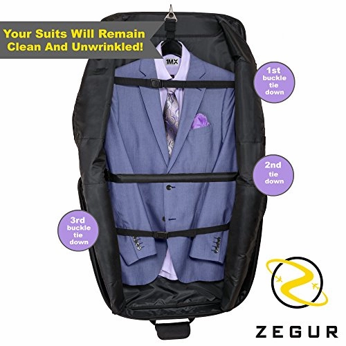 ZEGUR Suit Carry On Garment Bag for Travel & Business Trips With Shoulder Strap (Black)