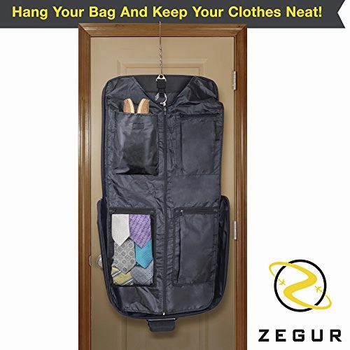 ZEGUR Suit Carry On Garment Bag for Travel & Business Trips With Shoulder Strap (Black)