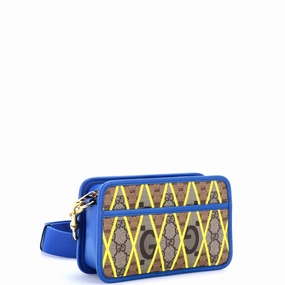 Zip Crossbody Bag Rhombus GG Coated Canvas with Leather Mini